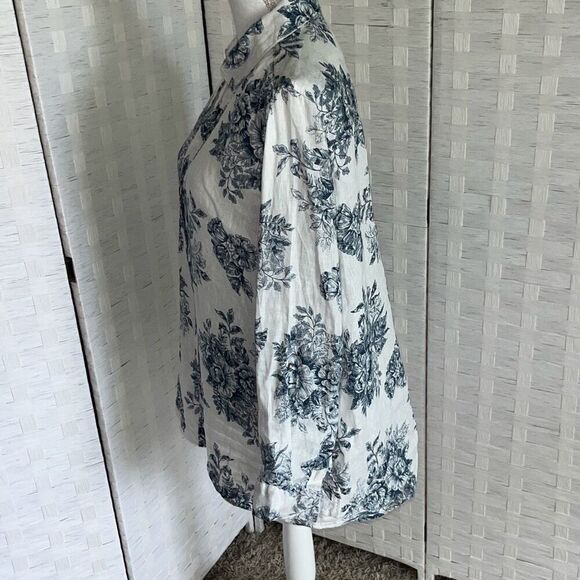 Beautiful Rachel Zoe Linen Shirt Floral Long Sleeve Button Down Top 100% Linen - Picture 3 of 14